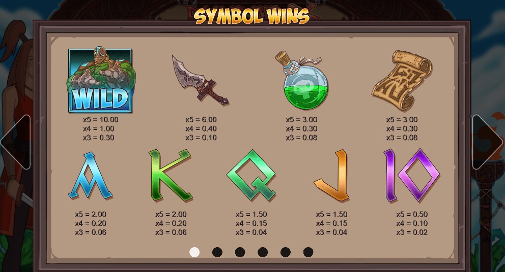 Runewars online slot game paytable