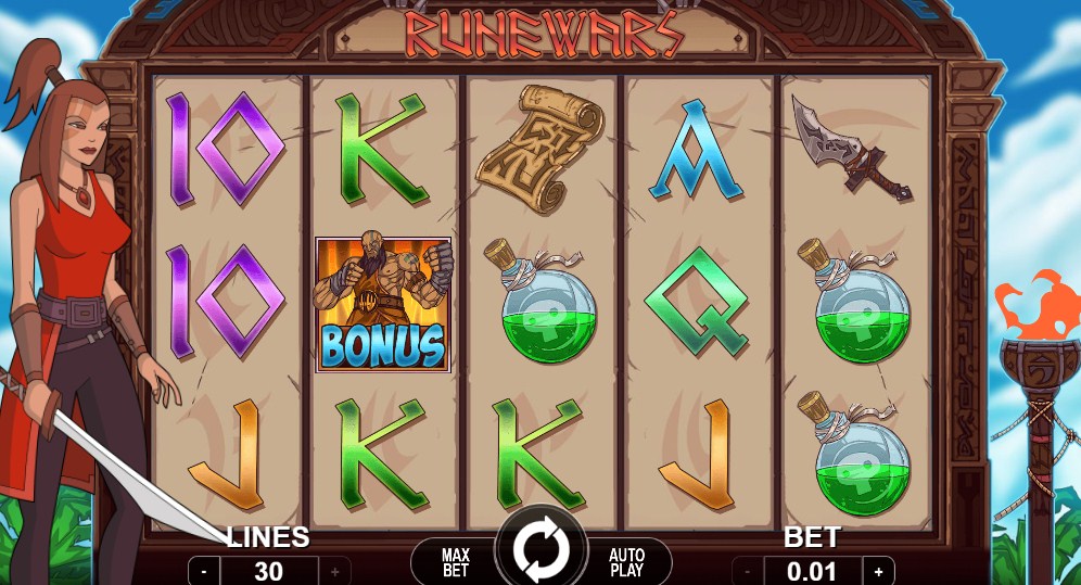 Runewars online slot game reels