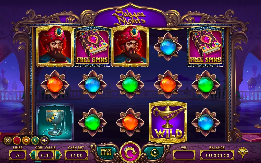 Yggdrasil Gaming Sahara Nights Slot Main Screen