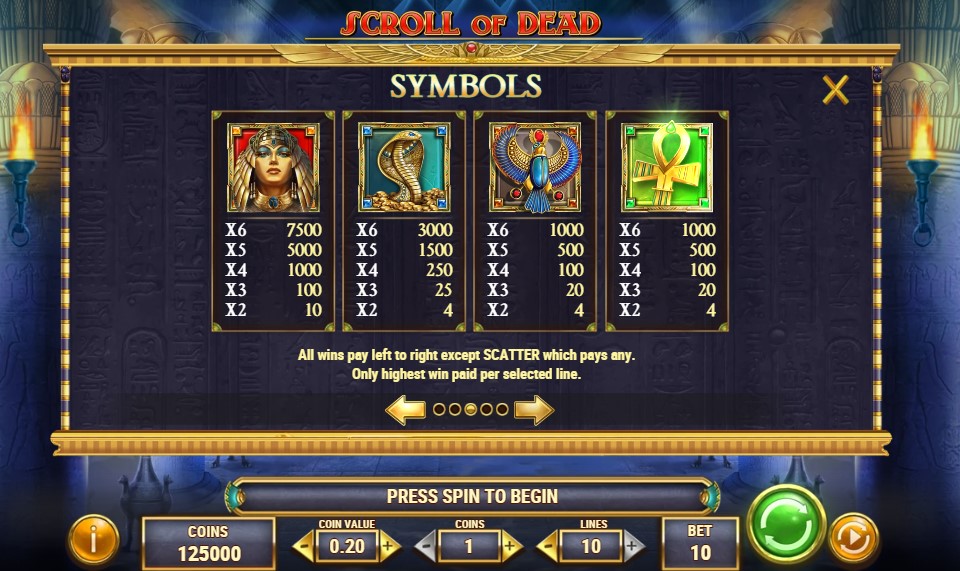 Scroll of Dead Slot Gameplay