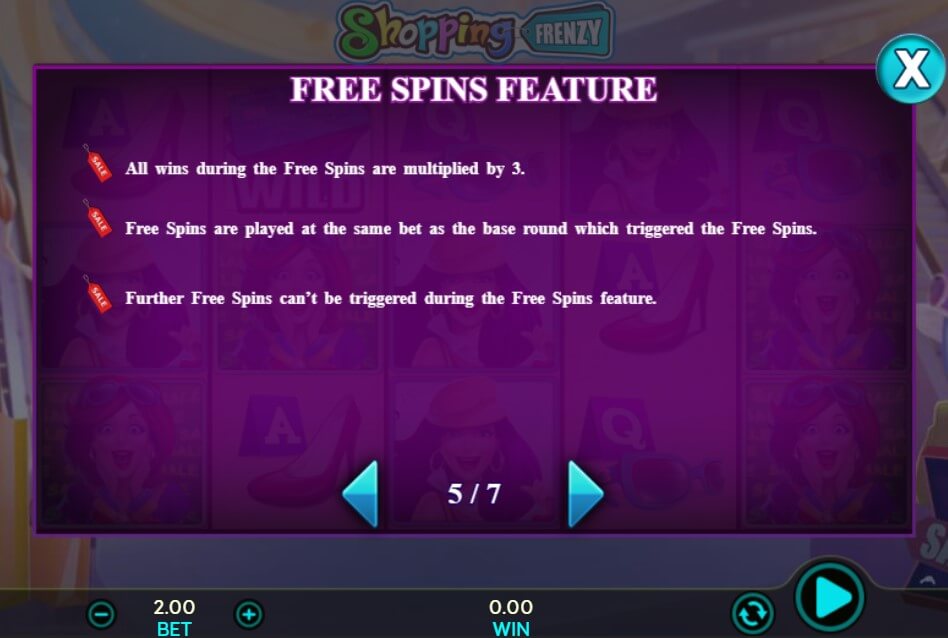 Shopping Frenzy online slot game free spins feature