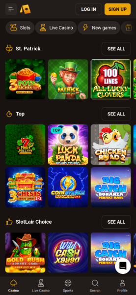 slotlair casino homepage