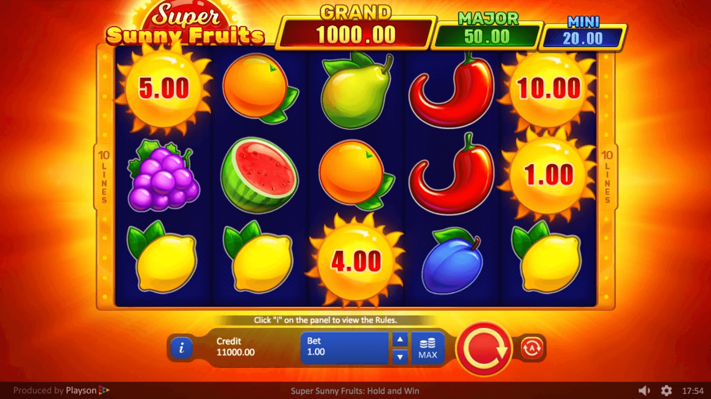 Super Sunny Fruits Hold And Win Online Slot Game Reels with Win