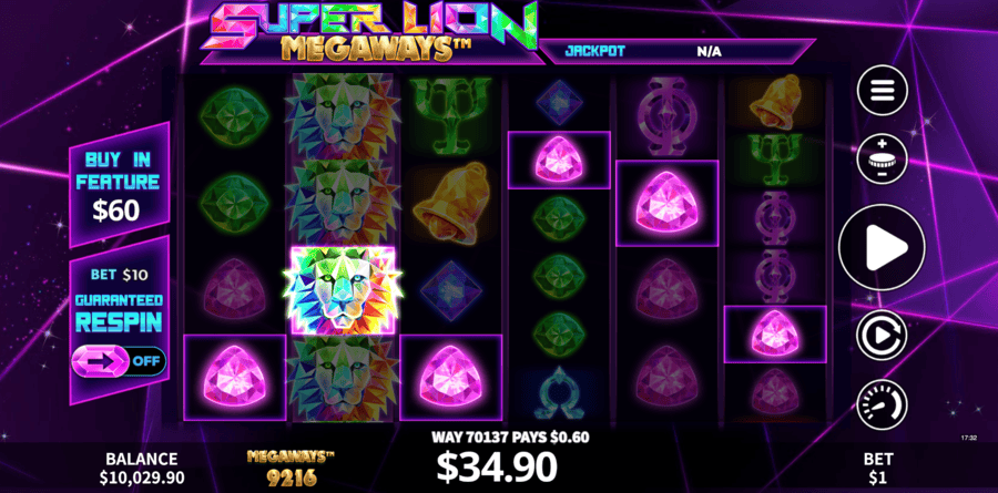 super lion megaways expanding wilds screenshot