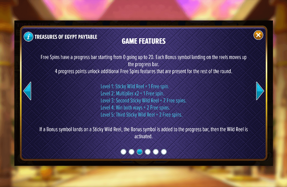 Treasures of Egypt Online Slots Game Features