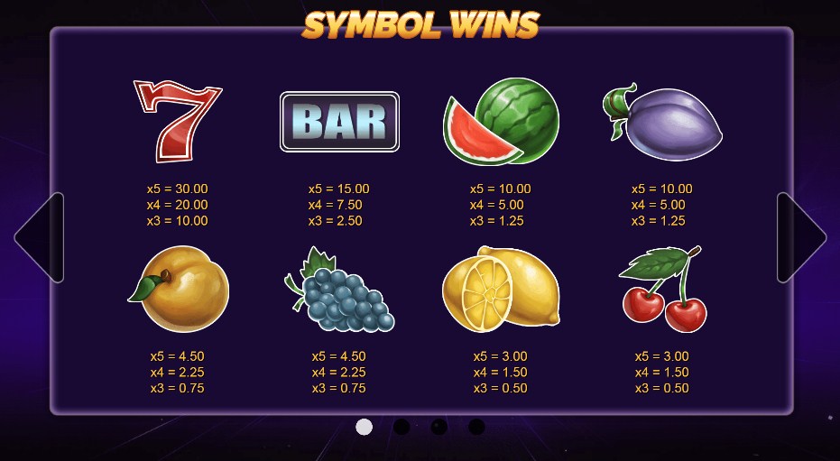 Ultra Classic Hot online slot game paytable
