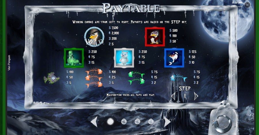 Van Penguin online slot game paytable
