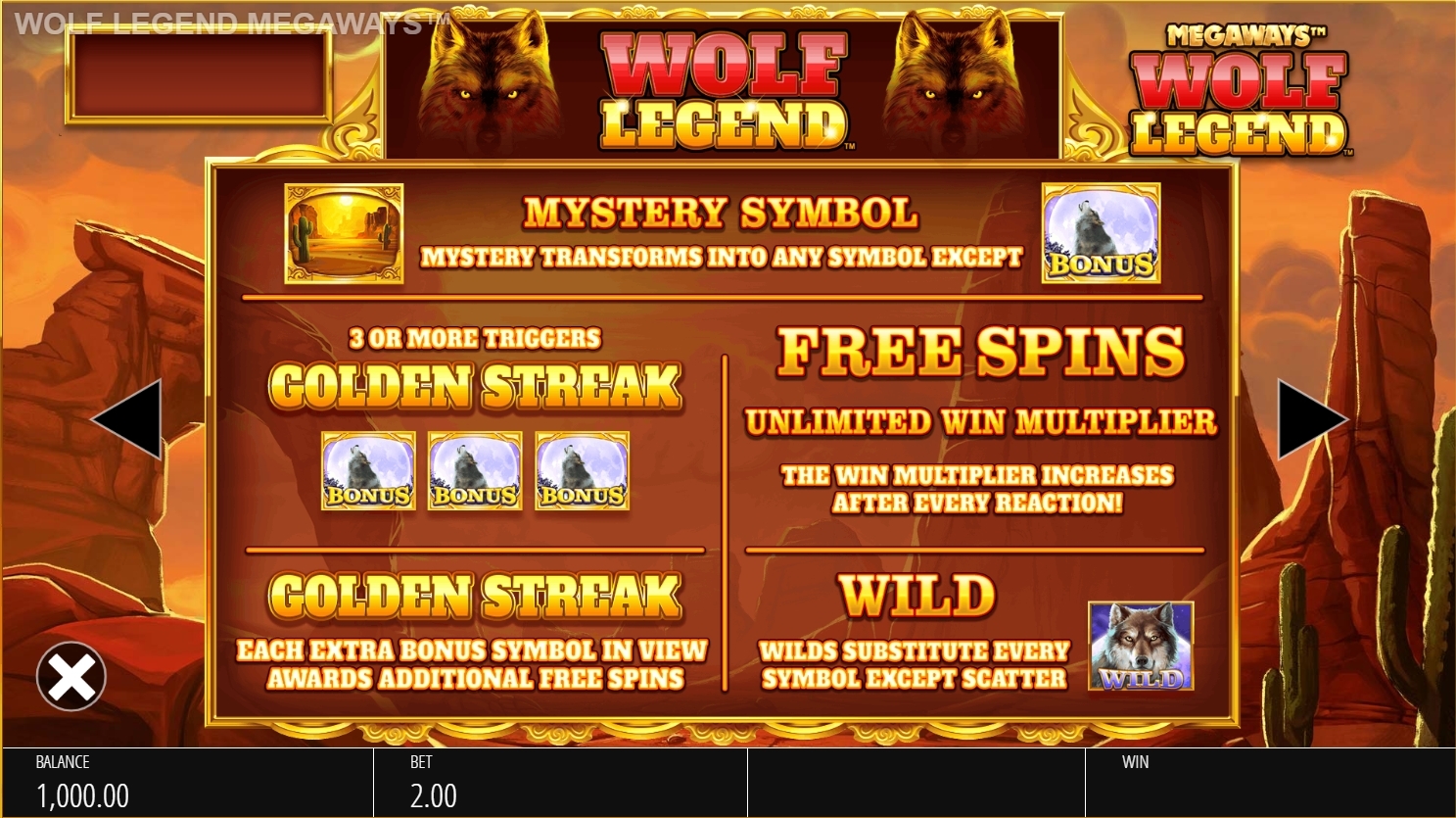 Blueprint Gaming Wolf Legend Megaways Slot Features