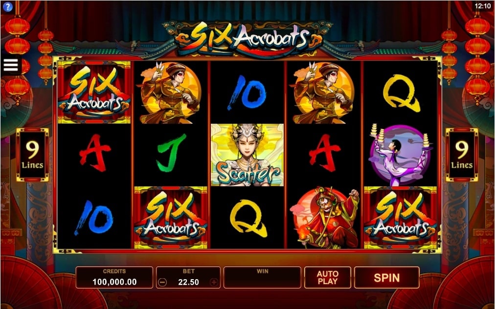 Microgaming Six Acrobats Slot Reels