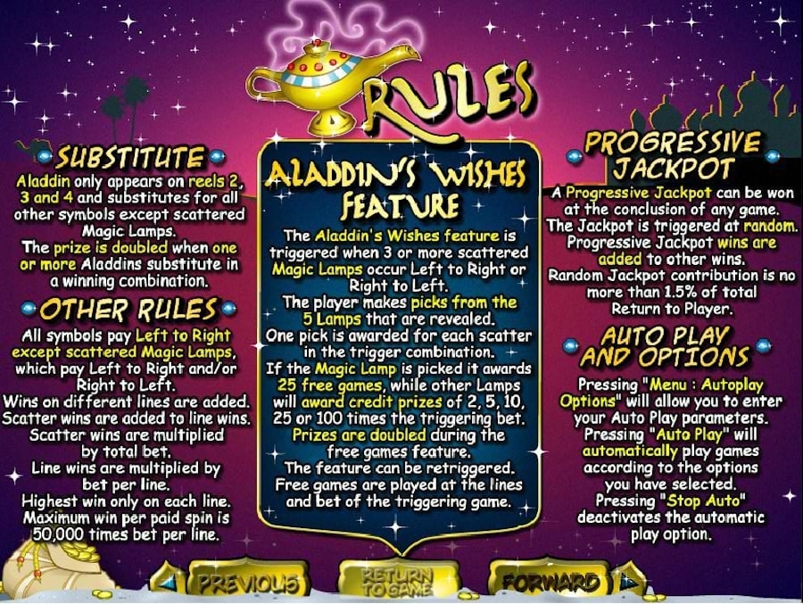 RTG Aladdins Wishes Slot Bonus Features