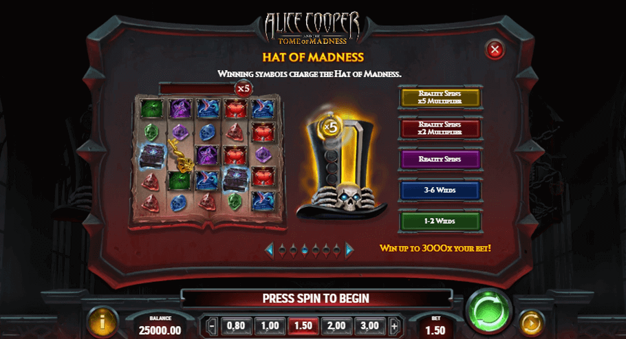 Alice Cooper and The Tome of Madness Slot Review, Bonuses & Free Play