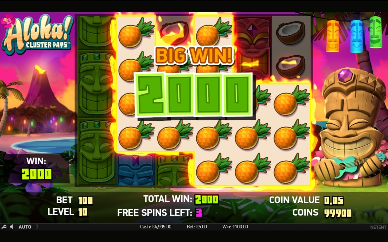NetEnt Aloha Cluster Pays Slot Win