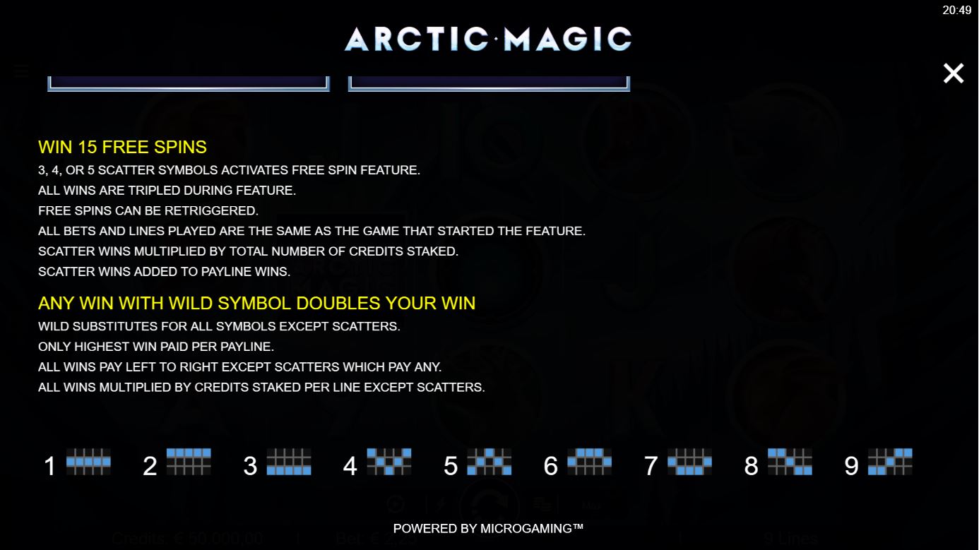 Microgaming Arctic Magic slot game special features