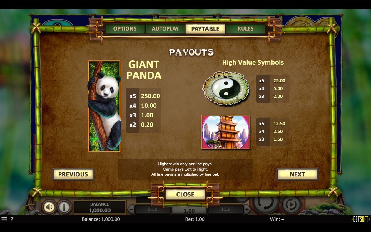BetSoft Bamboo Rush slot game payouts