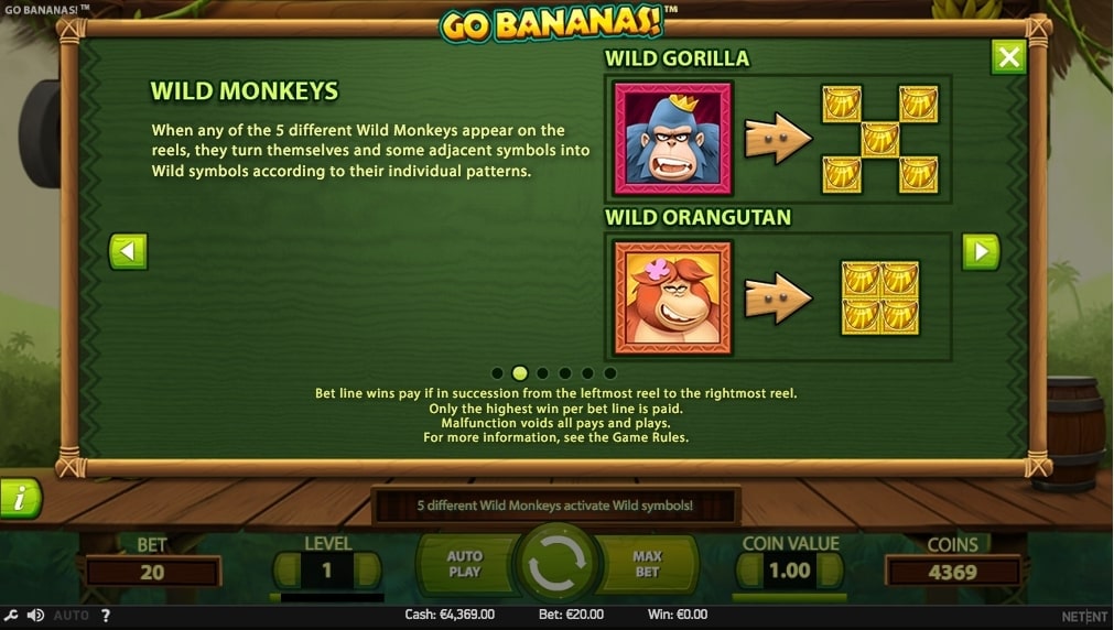 NetEnt Go Bananas Slot Bonus Features