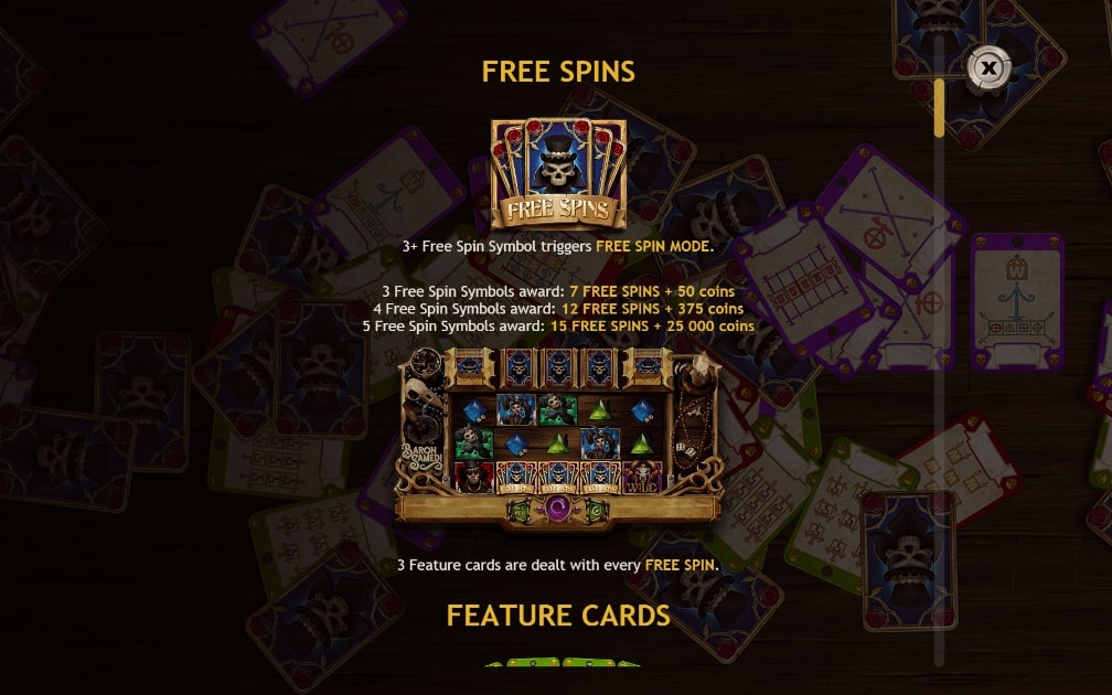 Yggdrasil Baron Samedi slotsmate online casino slot main screen gameplay scatter symbol payout free spins bonus rounds