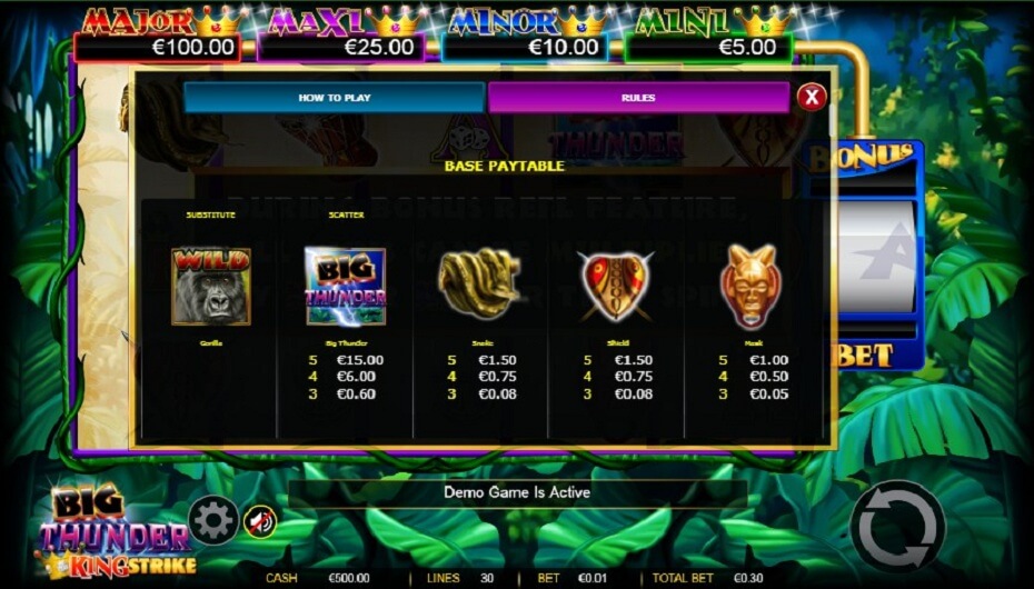 big thunder base paytable
