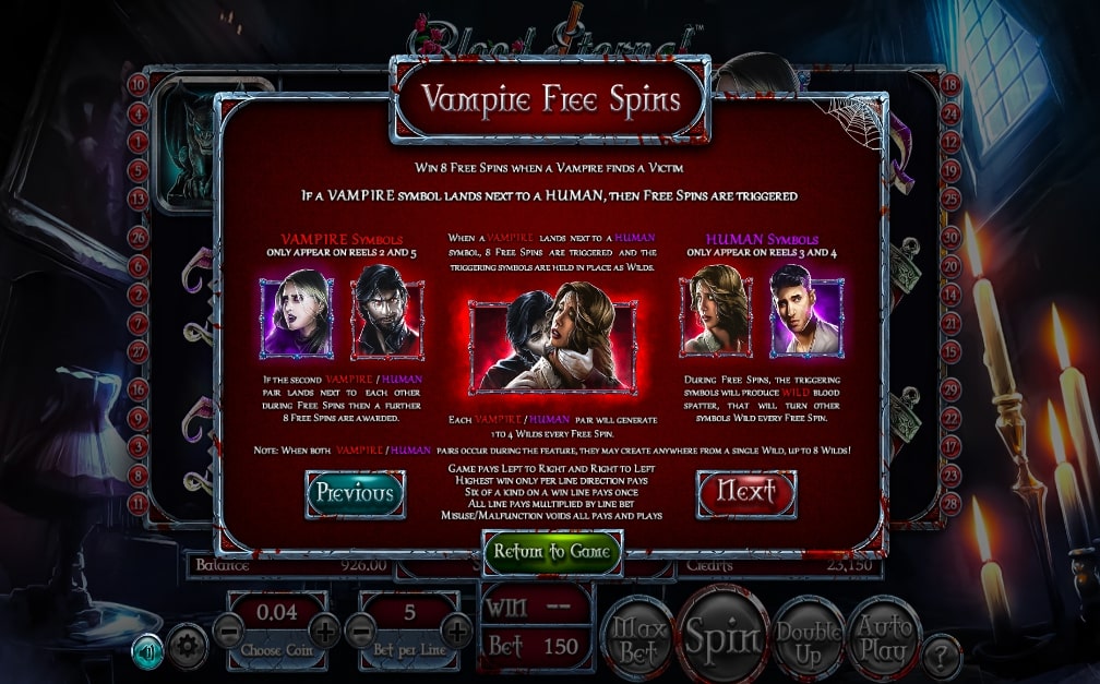 BetSoft Blood Eternal Slot Bonus Features