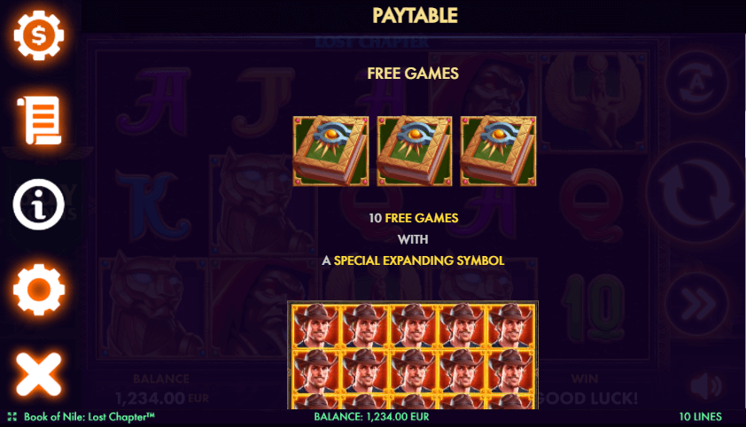Book of Nile Lost Chapter Online Slot Game Features