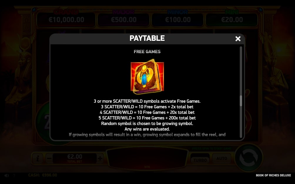 Ruby Play Book of Riches Slot Bonus Features