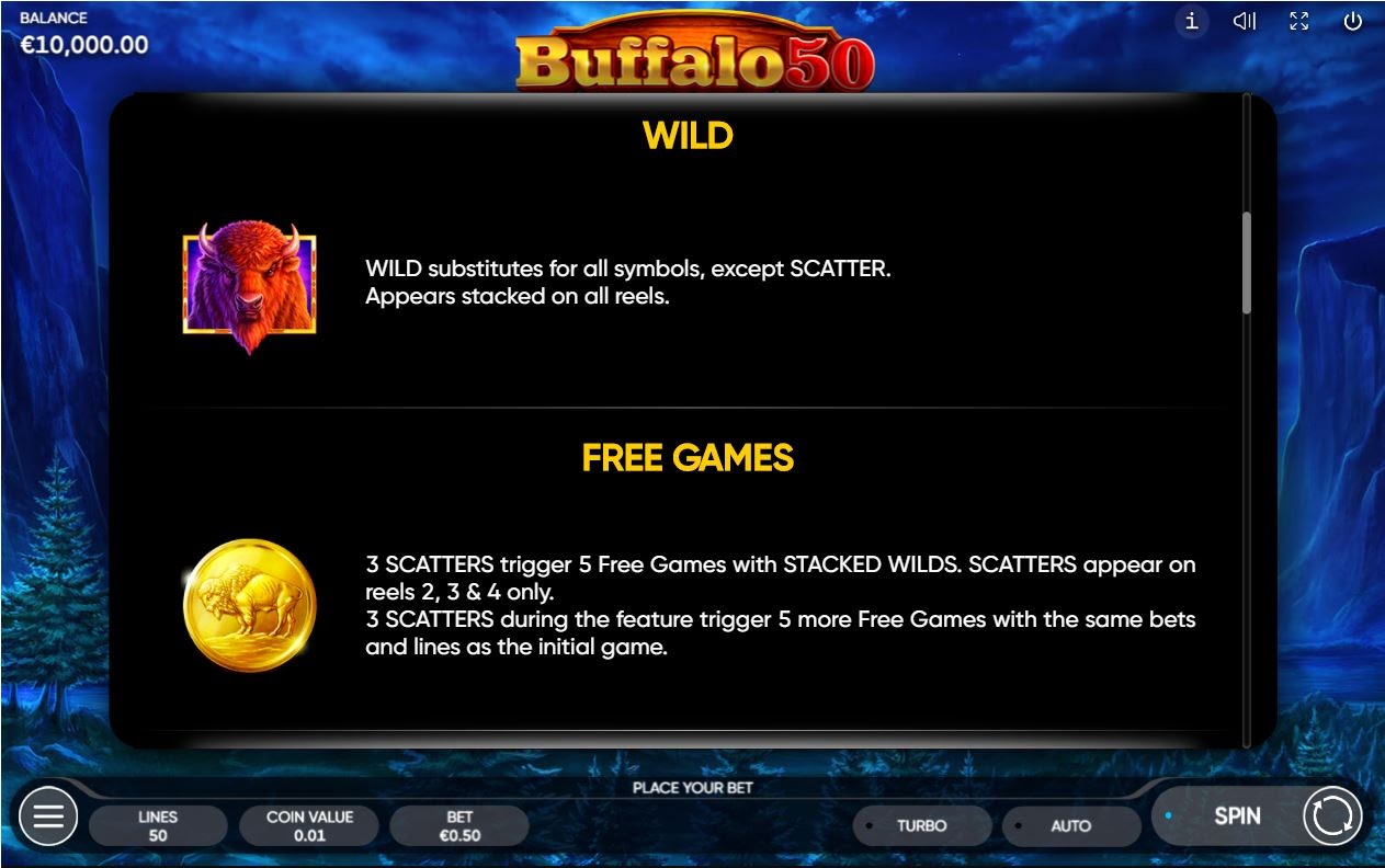 Buffalo 50 Slot Game Wild Feature