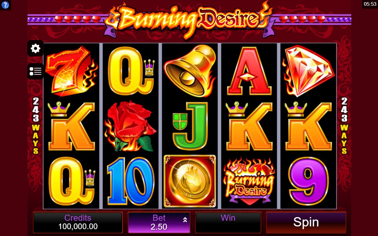 MicroGaming Burning Desire Slot Reels