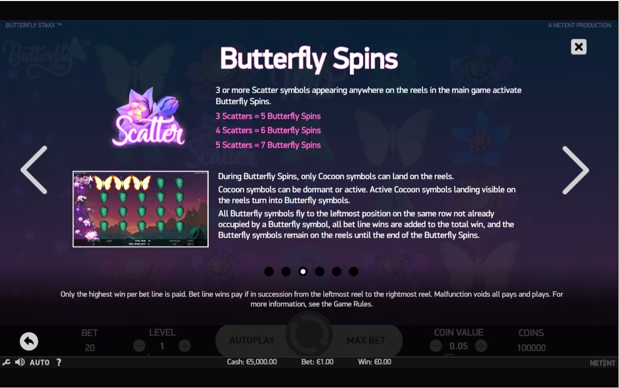 NetEnt Butterfly Staxx slot Butterfly Spins