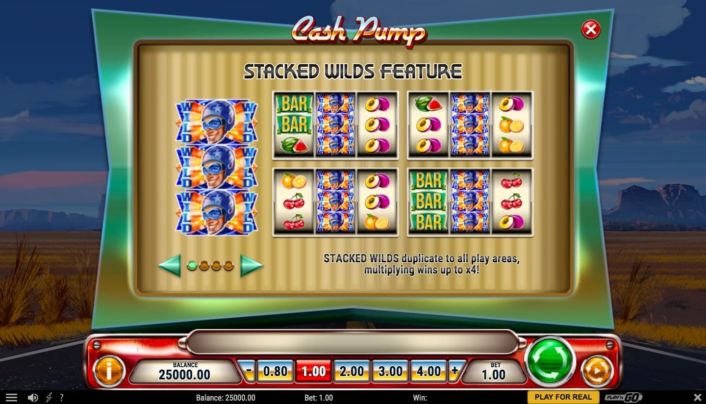 Play n GO Cash Pump slot game stacked wilds