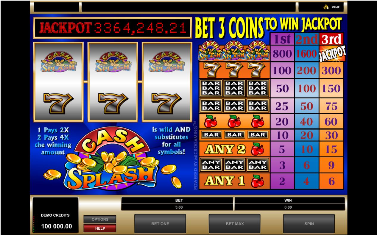 Microgaming CashSplash 3 Reel Slot Reels