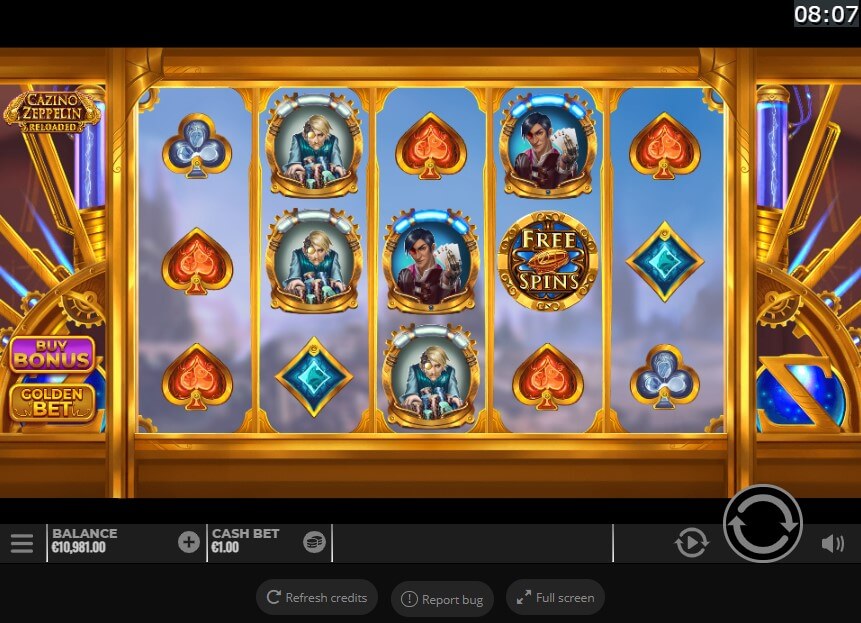 Cazino Zeppelin Reloaded Online Slot Game Reels