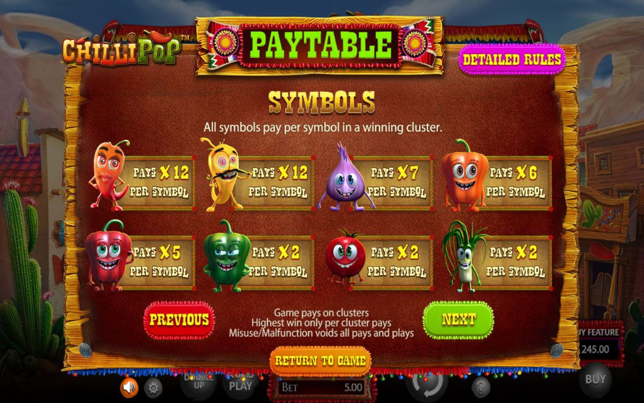 BetSoft ChilliPop slot online casino gameplay main screen symbol payout scatter wild 