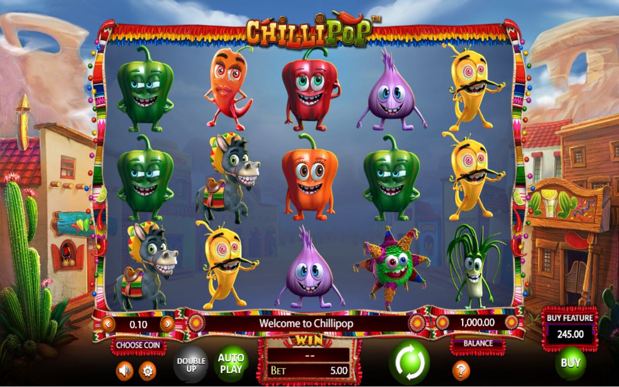 BetSoft ChilliPop slot online casino gameplay main screen