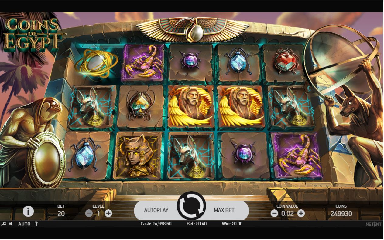 NetEnt Coins of Egypt slot game reels