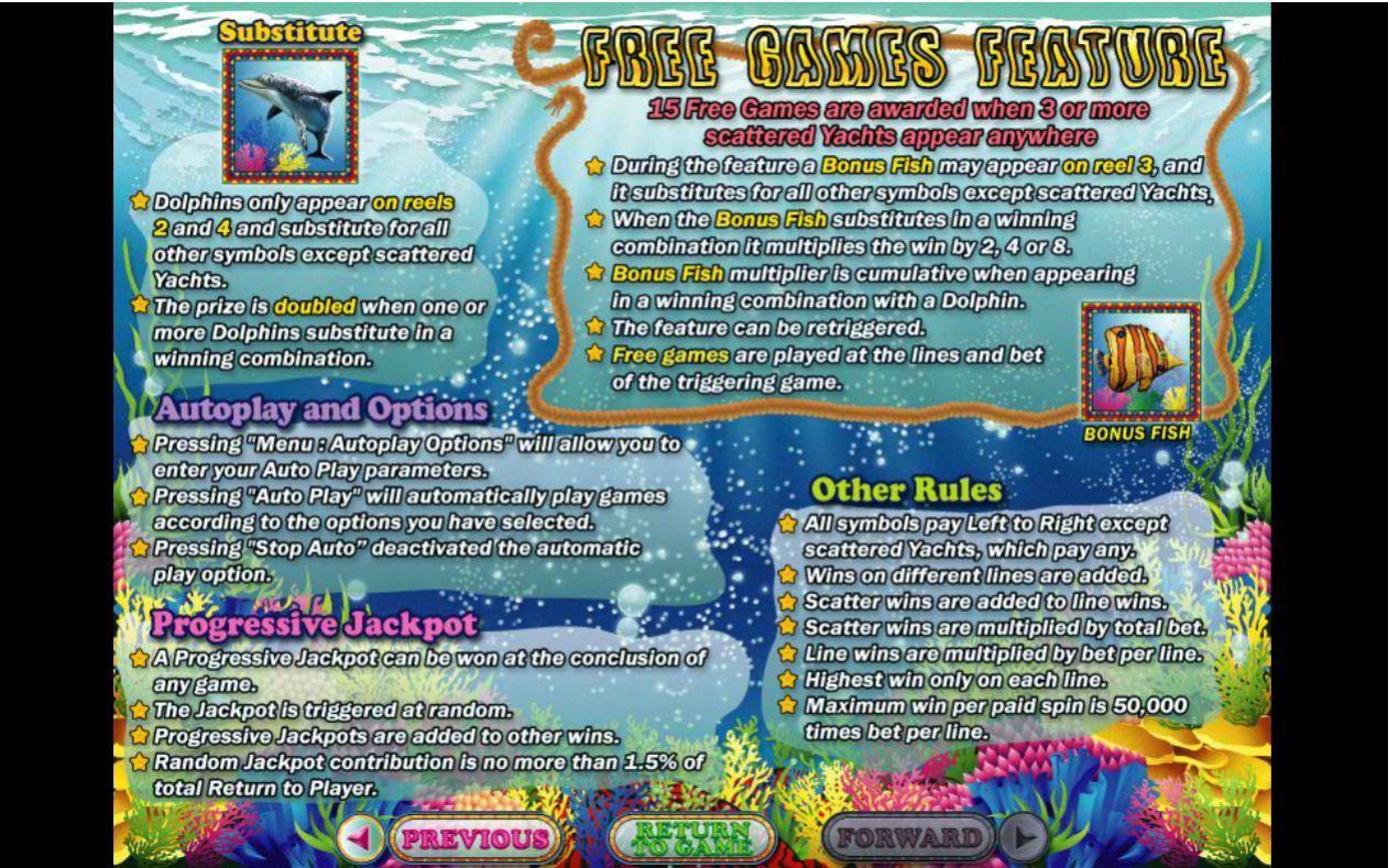 RTG Crystal Waters Slot Bonus Features
