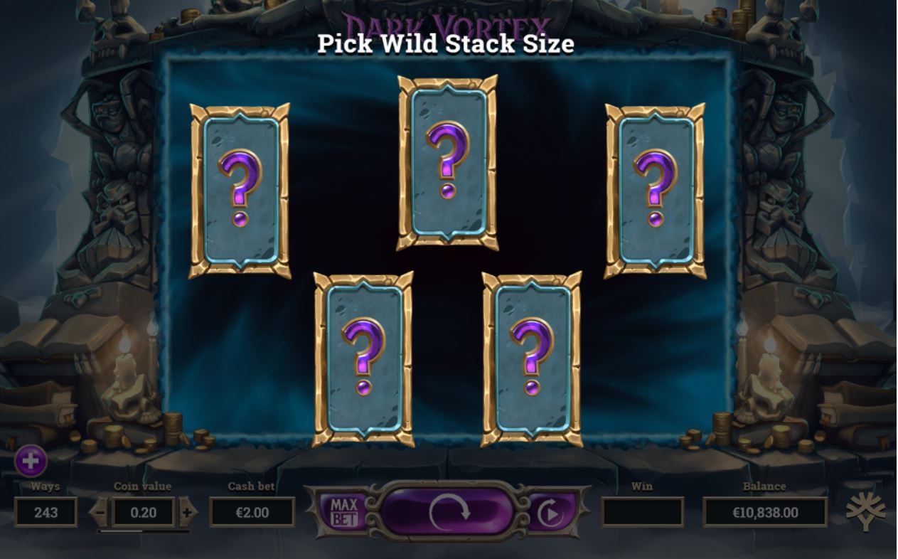 Yggrdasil Gaming Dark Vortex slot game pick a wild