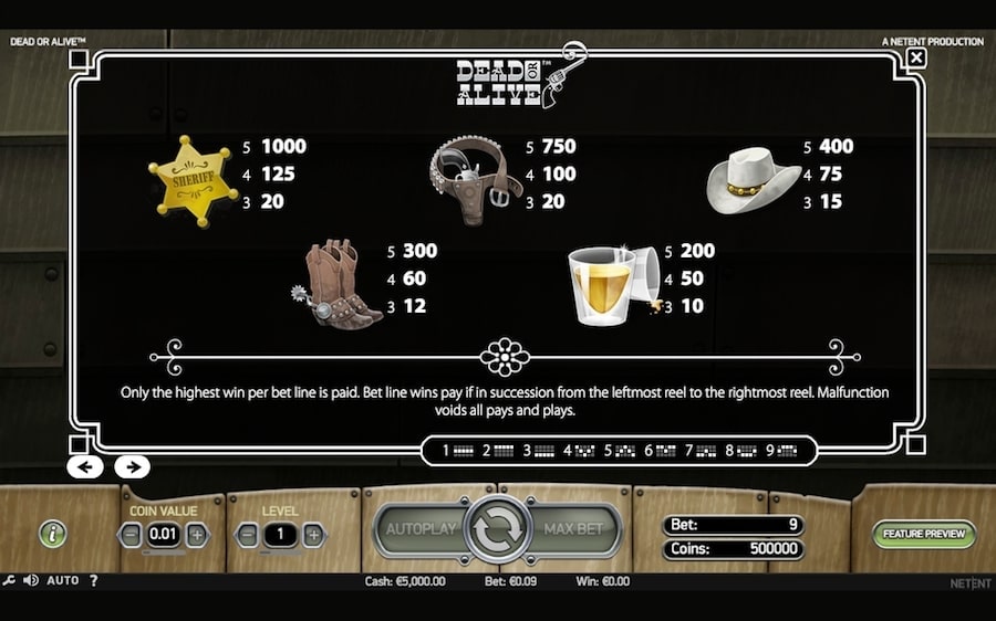 NetEnt Dead Or Alive Slot Overview symbols scatter 