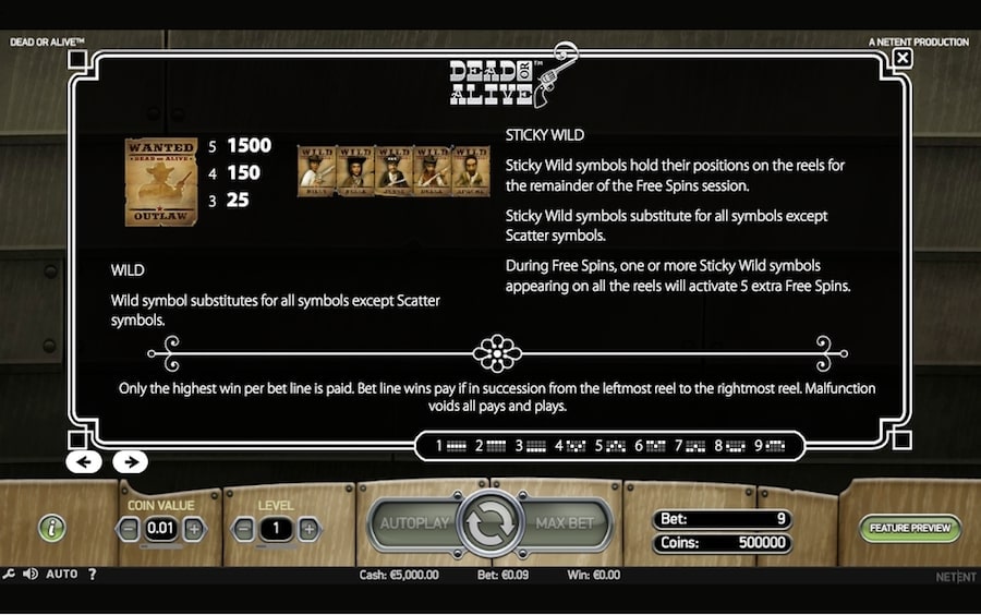 NetEnt Dead Or Alive Slot Overview symbols scatter wild