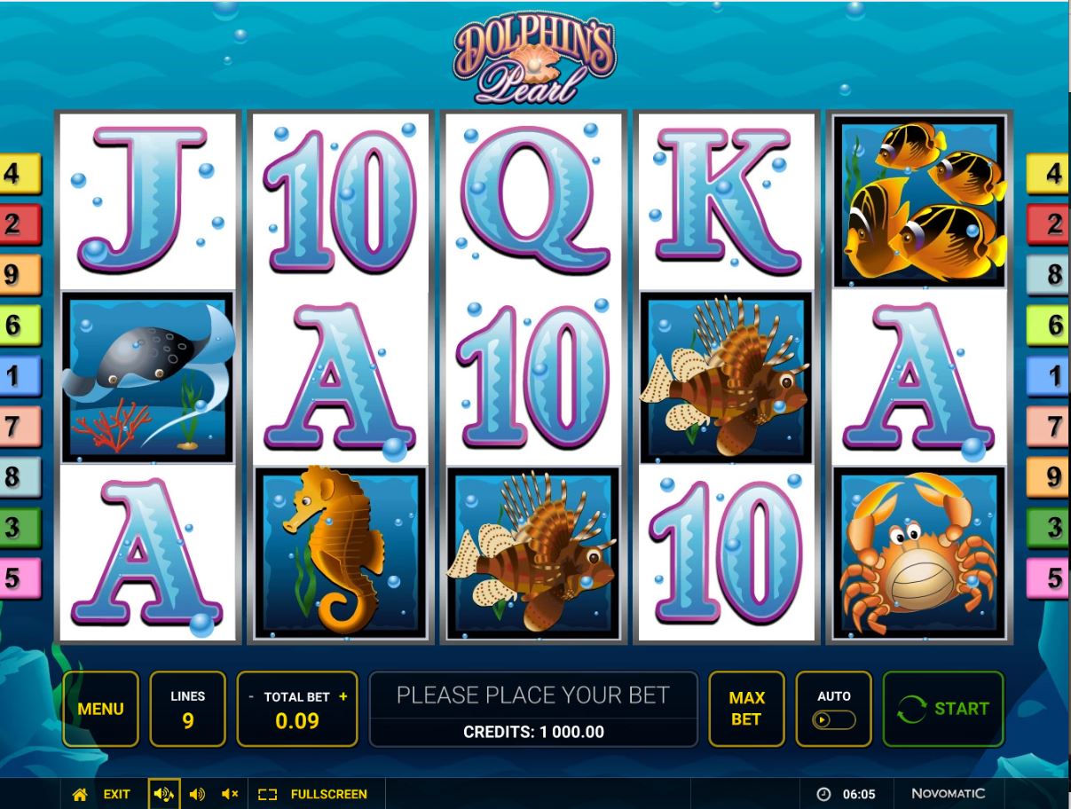 Novomatic Dolphins Pearl slot review slotsmate gameplay main screen slot online casino