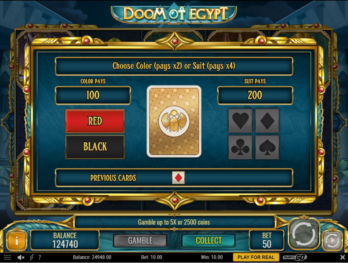 Play N Go Doom of Egypt slot game paytable