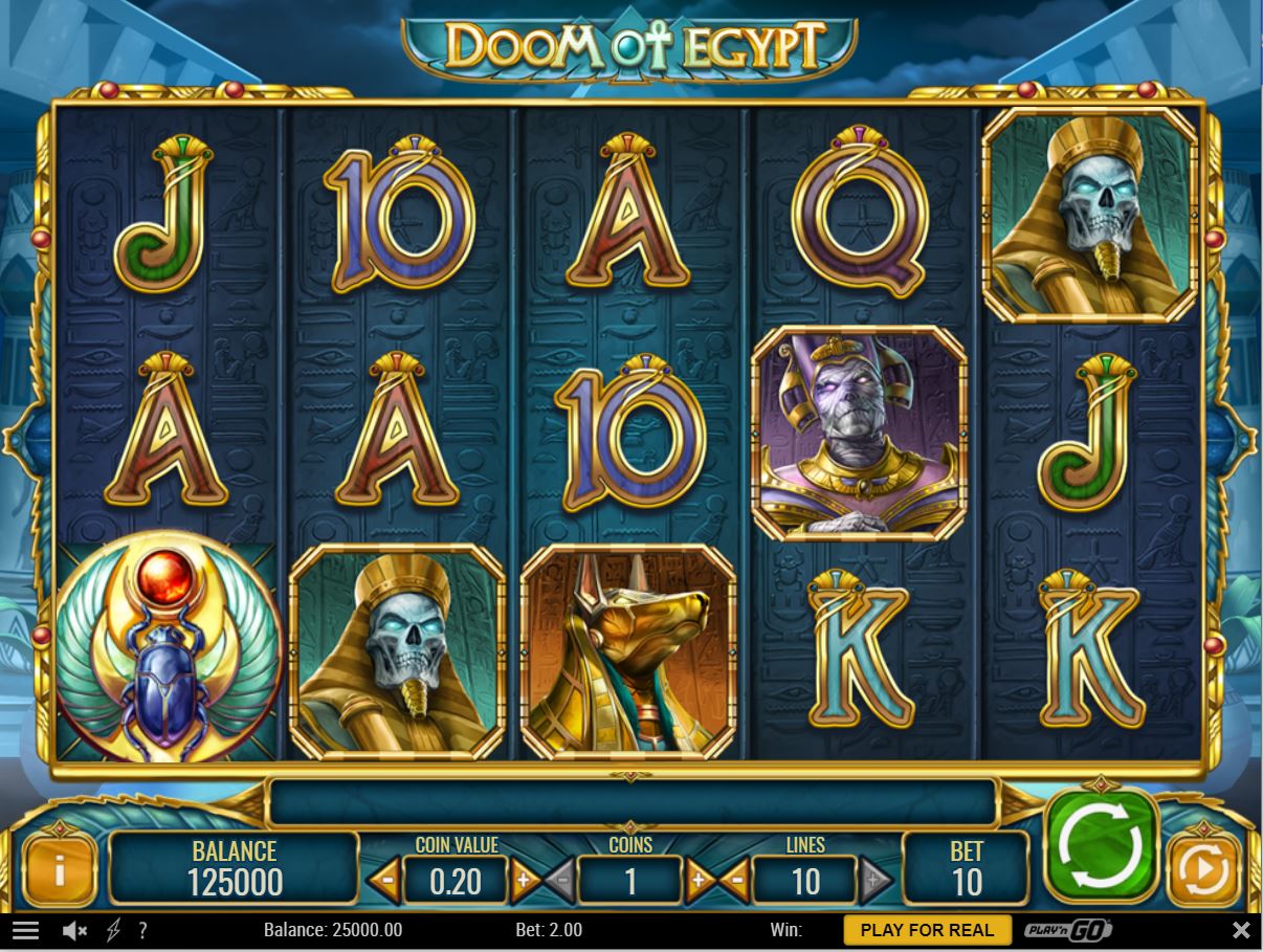 Play N Go Doom of Egypt slot game reels