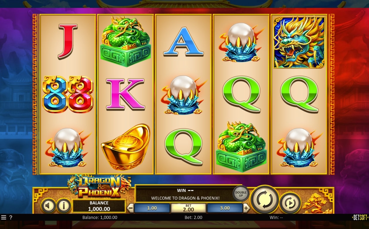 BetSoft Dragon and Phoenix Slot Main Screen