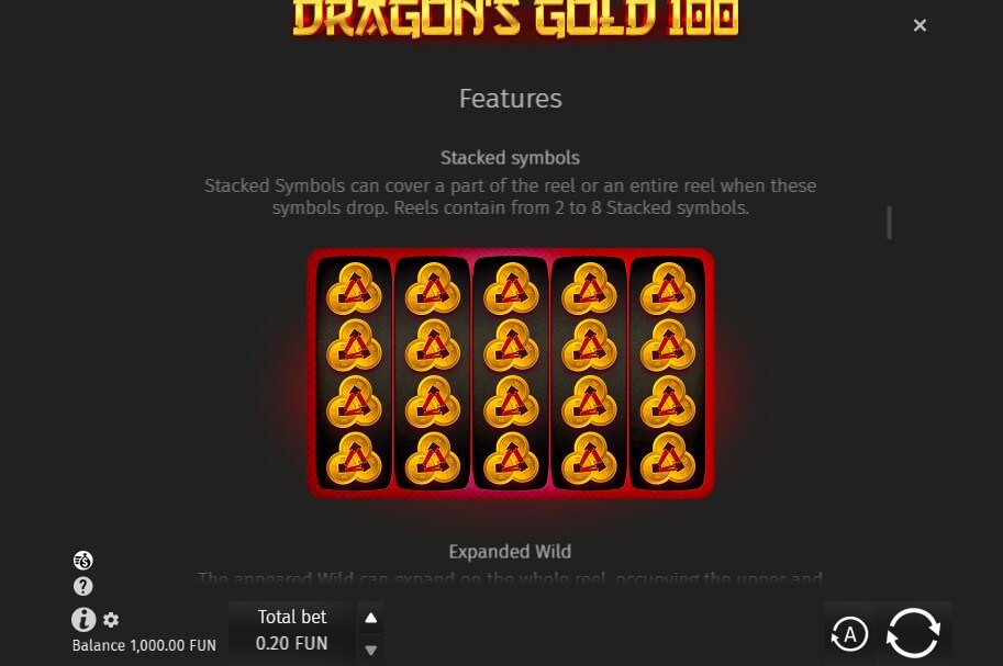 Dragonâs Gold 100 Online Slot Game Features