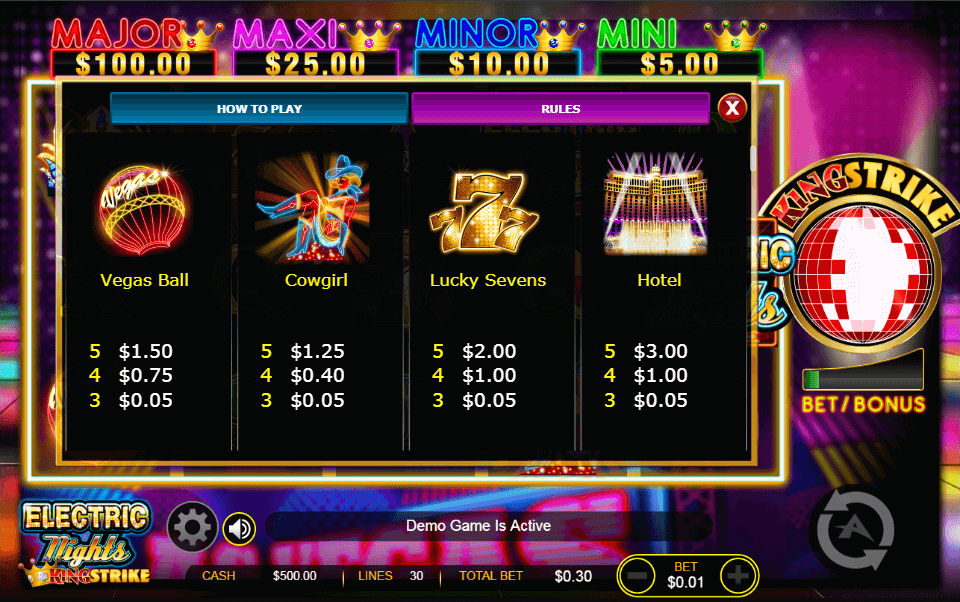 electric nights paytable