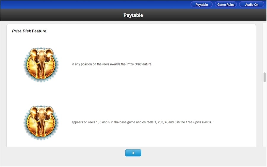 IGT Elephant King Slot Paytable