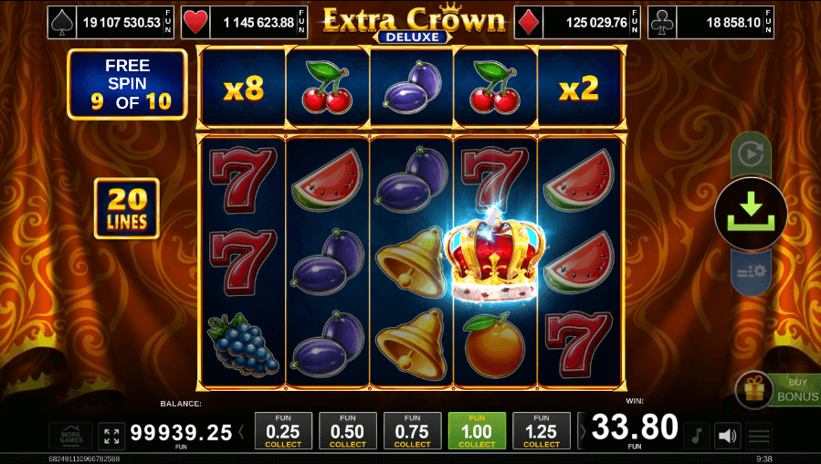 extra crown deluxe free spins