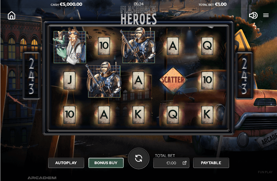 Flashback Heroes Online Slot Game Reels