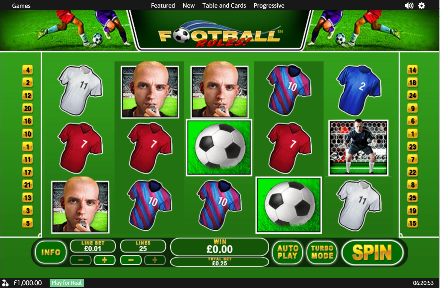 Playtech Football Rules Slot Reels