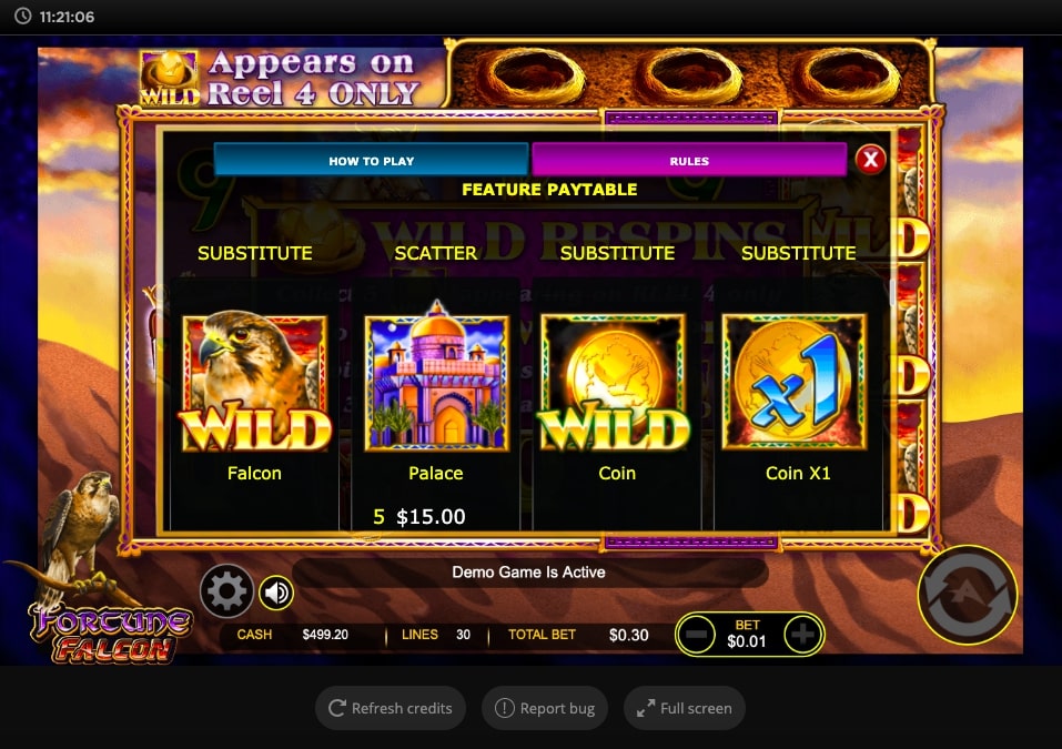 Fortune Falcon Slot Features