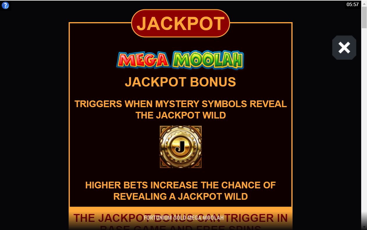 Fortunium Gold Mega Moolah Online Slot jackpot