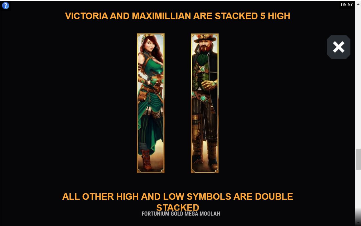 Microgaming Fortunium Gold Mega Moolah Slot Overview paytable